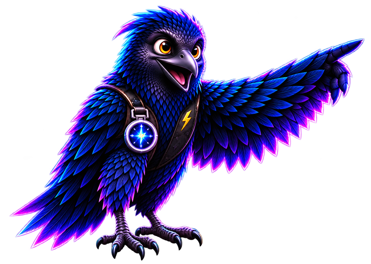 Scout, Engager Pro’s blue raven, pointing toward the comment action