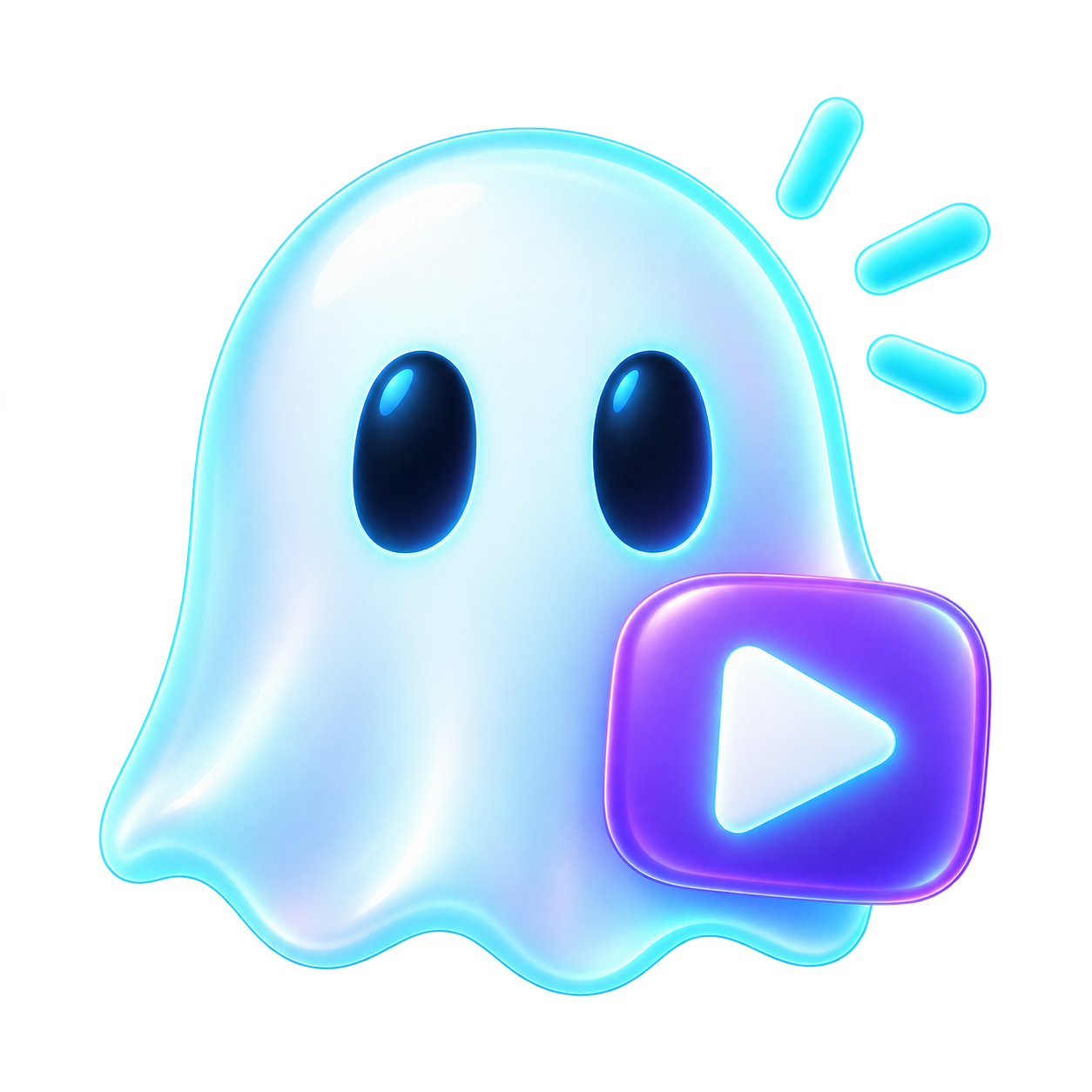 Ghost with a video play symbol
